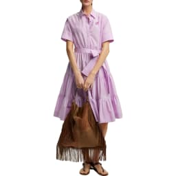 CHCH 2025 Women Dress Summer Office Lady Elegant Long Sleeve Solid Color Shirt Sundress Casual Loose Buttons Lace Up Dress