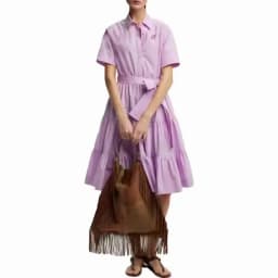 CHCH 2025 Women Dress Summer Office Lady Elegant Long Sleeve Solid Color Shirt Sundress Casual Loose Buttons Lace Up Dress