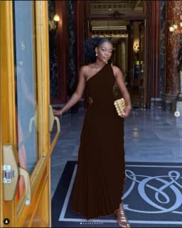 CMYAYA Women One Shoulder Sleeveless Roll Waist Pleated Ruched A-line Dress Sexy Party Prom Evening Maxi Dresses Orange Vestidos
