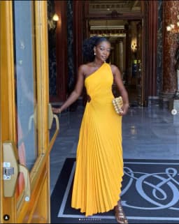 CMYAYA Women One Shoulder Sleeveless Roll Waist Pleated Ruched A-line Dress Sexy Party Prom Evening Maxi Dresses Orange Vestidos