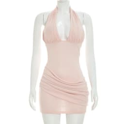 Townlike Pleated Slim Bodycon Dress Women Halter Mini 2026 Summer Dress V Neck Backless Evening Nightclub Sexy Party Dresses