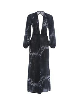 Weird Puss Tiger Stripe Print Long Dress Woman Autumn Trend Deep V-Neck Backless Lantern Sleeve Beach Party Elegant Vestidos