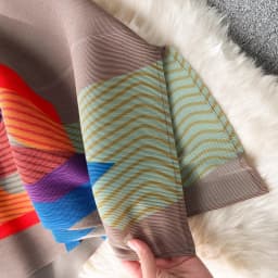Miyake Pleated Dress Women Spring Summer Colorblock Printing Lapel 3/4 Sleeve Single-breasted Fashion Irregular Shirt Dresses