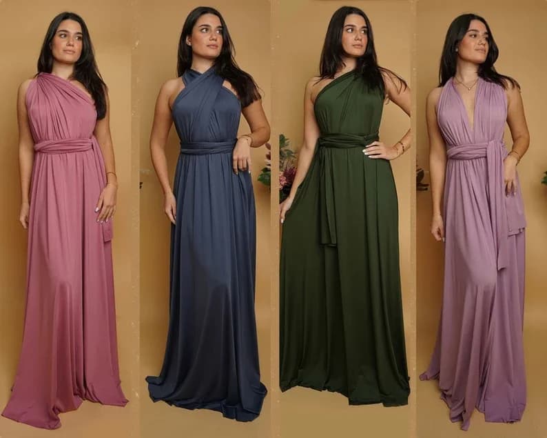 Bridesmaid Dress, Olive Green Maxi Bridesmaid Dress, Bridal Party Convertible Dress, Multiway Infinity Dress, Custom Dress