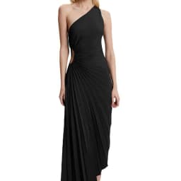 HH Fashion Elegant Female One Shoulder Ruffled Slim Long Dress Women Summer Sexy Waist Hollow Out Backless Sleeveless Dress