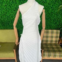 HH Fashion Elegant Female One Shoulder Ruffled Slim Long Dress Women Summer Sexy Waist Hollow Out Backless Sleeveless Dress