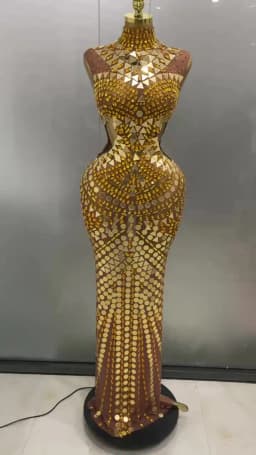 Luxury Shiny Mirror Rhinestones Hollowed-out Long Dress 2026Women Celebrity Evening Party Catwalk Prom Stage Photo Shoot Dresses