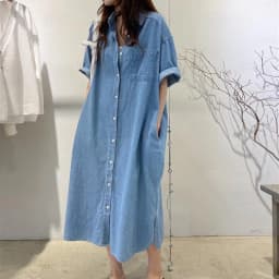Loose Wide Leg Jeans Dress Korean Style Casual Fashion Vintage Slimming Long Dress Short Sleeve Shirt Dress mid Length