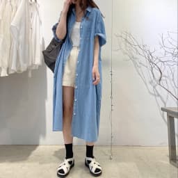 Loose Wide Leg Jeans Dress Korean Style Casual Fashion Vintage Slimming Long Dress Short Sleeve Shirt Dress mid Length