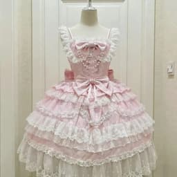 Vintage Princess Gothic Red Lolita JSK Dress Spaghetti Strap Ruffle Tulle Skirt with Chain Bow Decor High‑Low Hem for Women