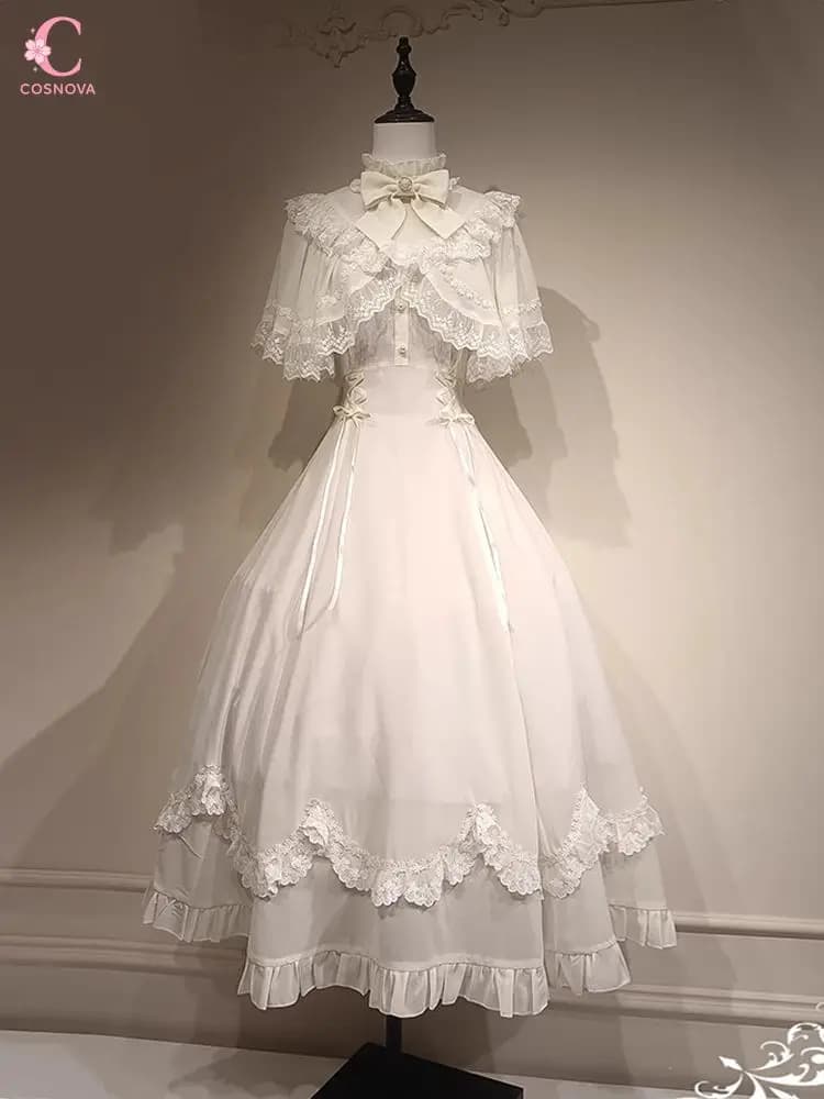 French Elegant Sweet Bowknot Lace Trim Patchwork Midi Dress Women Slim Waist Chic Designer Dress Female Fairy Party Outfits