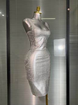 Brand New 2025 Women Bodycon Bandage Dress Sexy Bronzing Silver Celebrity Fashion High Street Evening Party Dress Vestido