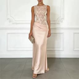 Pretty Women Pink Evening Dresses Luxury O-Neck Sleeveless Floor Length Appliques Long Dress Special Occasion Prom Gowns Vestido