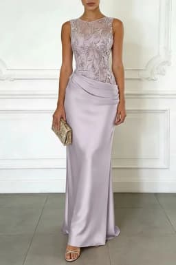 Pretty Women Pink Evening Dresses Luxury O-Neck Sleeveless Floor Length Appliques Long Dress Special Occasion Prom Gowns Vestido