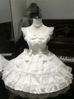 Japanese Lolita Kawaii Mini Dress Black Polka Dot Lace Up Multi Satin Bow Tiered White Lace Hem Party Dress Harajuku JKS New
