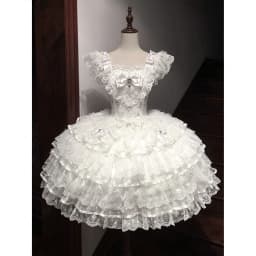 Japanese Lolita Kawaii Mini Dress Black Polka Dot Lace Up Multi Satin Bow Tiered White Lace Hem Party Dress Harajuku JKS New