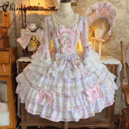 Original Design Lolita Sweet Long Sleeve OP Dress Women Autumn Super Fairy Cute Bow Birthday Party Girls Princess Dresses
