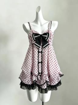French Vintage Dress Lace Tulle Trim Ruffle Spaghetti Strap Lace Up Front Bubble Hem Mini Dress Sweet Fairy Style Women Wear