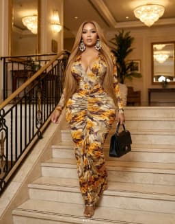 GLCMYAYA Women Printed V-neck Ruched Bodycon Midi Maxi Long Dress 2026 Vacation Birthday Holiday Party Trendy Dresses Vestidos