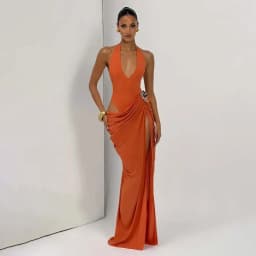 Townlike Patchwork Pleated Maxi Long Dress Women Halter 2026 Summer Dress V Neck Evening Nightclub Sexy Party Dresses