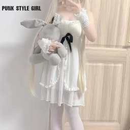 White Sweet Anime Cosplay Costume Girl Sweet Lolita Dress Sling Sexy Kawaii Japanese Pajamas Summer Nightgown Ruffle Nightwear