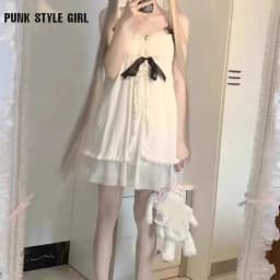 White Sweet Anime Cosplay Costume Girl Sweet Lolita Dress Sling Sexy Kawaii Japanese Pajamas Summer Nightgown Ruffle Nightwear