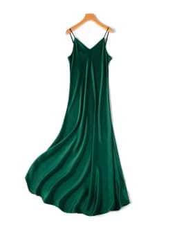 SuyaDream Woman Long Dress, 100%Real Silk, V Neck, Solid Spaghetti Strap Dresses, 2025 Elegant Chic Clothes