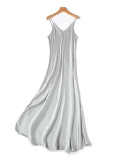 SuyaDream Woman Long Dress, 100%Real Silk, V Neck, Solid Spaghetti Strap Dresses, 2025 Elegant Chic Clothes