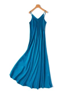 SuyaDream Woman Long Dress, 100%Real Silk, V Neck, Solid Spaghetti Strap Dresses, 2025 Elegant Chic Clothes