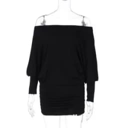 Off shoulder long sleeved t-shirt for women, irregular and chic, slanted shoulder, one shoulder, outerwear, dress