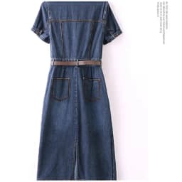 Short sleeved Denim Shirt Dress 2026 Women's New Summer Temperament Slim Dress With belt Casual Clothing