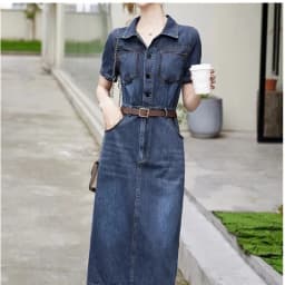 Short sleeved Denim Shirt Dress 2026 Women's New Summer Temperament Slim Dress With belt Casual Clothing