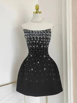 IEQJ French Style Diamond Spliced Party Mini Dresses For Women Slash Neck Sleeveless High Waist Black Female Dress 2026 3WQ6859