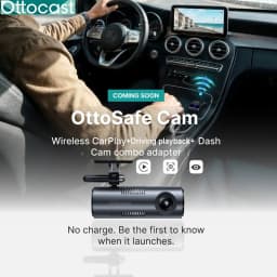 Ottocast OttoSafe Cam 2 in 1 Dash Cam Wireless CarPlay Adapter 2K 130° Wide Angle Night Vision Front Auto Recording Rear DashCam