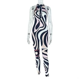 Zebra Print Jumpsuit Women o-Neck Sexy Hollow Off shoulder Sleeveless Skinny Peach Hip Hottie Street Fashion Overalls