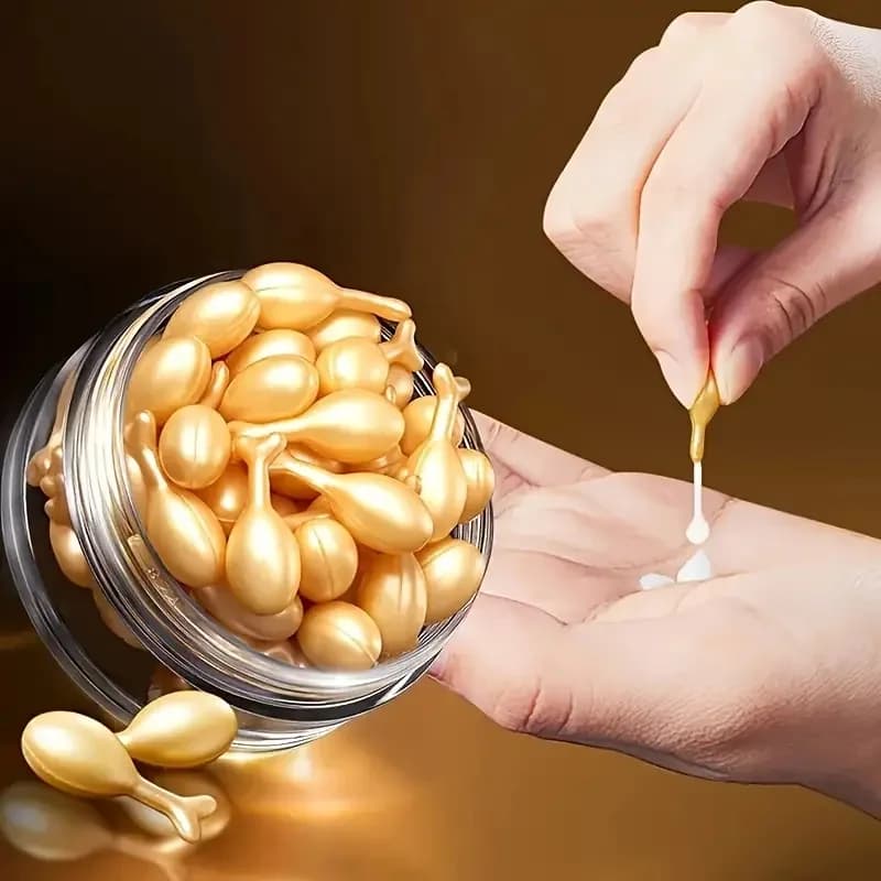 Placenta and Hyaluronic Acid Essence Capsules - Deeply Nourishes and Moisturizes the Skin, Revealing Youthful Skin, Suitable for Locking in Moisture on the Face and Neck - Easy to Carry, Use Anytime, Anywhere, Perfect for Travel