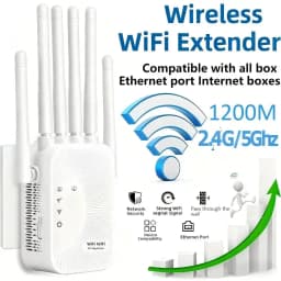 1200Mbps WiFi Repeater Dual Band 5G/2.4GHz Wireless Range Extender Signal Booster Network Amplifier for Whole Home Coverage