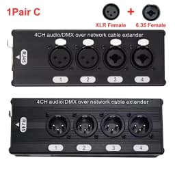 RJ45 CAT5 to 4 Channel 3Pin XLR/DMX Audio Extender DMX512 Network Signal Gilding Extender For Live Stage, Audio Recording Studio