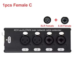 RJ45 CAT5 to 4 Channel 3Pin XLR/DMX Audio Extender DMX512 Network Signal Gilding Extender For Live Stage, Audio Recording Studio