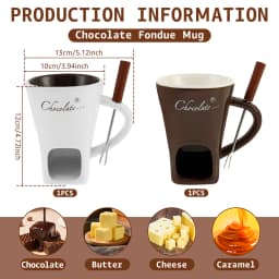 150ML Chocolate Fondue Cup European Candle Cup Ceramic Mug Heating Food Cheese Butter Coffee Mug With Fork Home Party Supplies
