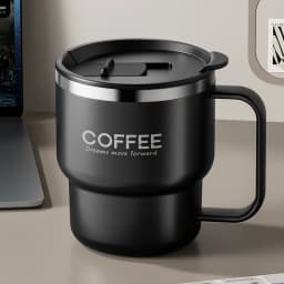 WORTHBUY 304 Stainless Steel Double Wall Insulated Coffee Cup With Handle Portable Students Leak-proof Water Cup Milk Coffee Mug