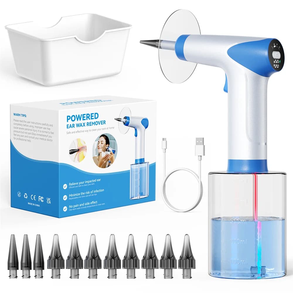 Large Capacity Ear Wax Removal Kit 500ML Ear Cleaning Tool with Clear LED Display USB Rechargeable Electric Ear Irrigation Tool