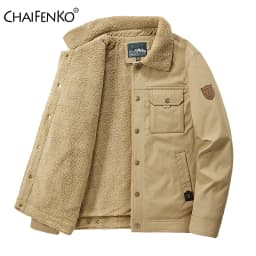 Men 2025 Winter New Fleece Thick Warm Jacket Men Fashion Casual Windproof Coat Men Autumn Outwear Outdoor Fur Collar Jacket Men