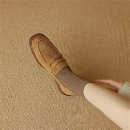 2026 Spring Sheep Suede Women Shoes Round Toe Chunky Heel Women Pumps Shoes for Women Deep Mouth Loafers Low Heels Ladies Shoes