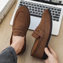 Retro Brown Men's Loafers Comfortable Suede Leather Casual Shoes Man Slip-on Shoes Flat Moccasins For Men zapatos de hombre