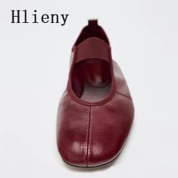 Hlieny Fashion Soft Leather Square Toe Women Ballet Flats Spring Autumn Comfortable Walking Lazy Loafers Casual Girls Dance Shoe