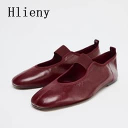 Hlieny Fashion Soft Leather Square Toe Women Ballet Flats Spring Autumn Comfortable Walking Lazy Loafers Casual Girls Dance Shoe