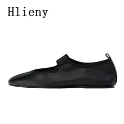 Hlieny Fashion Soft Leather Square Toe Women Ballet Flats Spring Autumn Comfortable Walking Lazy Loafers Casual Girls Dance Shoe