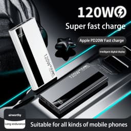 New 120W 200000mAh High Capacity Power Bank Super Fast Charging Power Bank Portable Battery Charger For iPhone Samsung Huawei