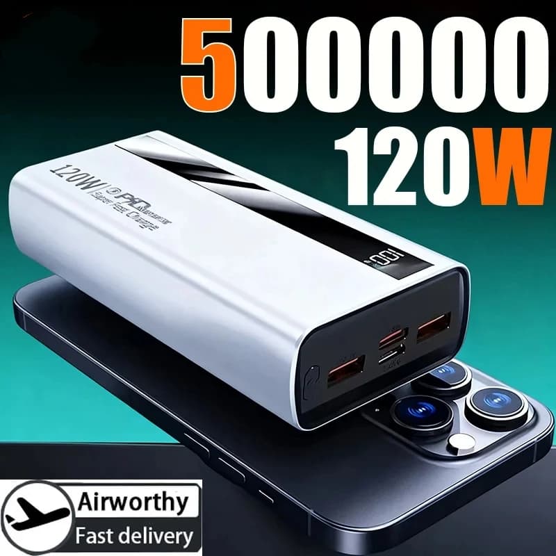 New 120W 200000mAh High Capacity Power Bank Super Fast Charging Power Bank Portable Battery Charger For iPhone Samsung Huawei